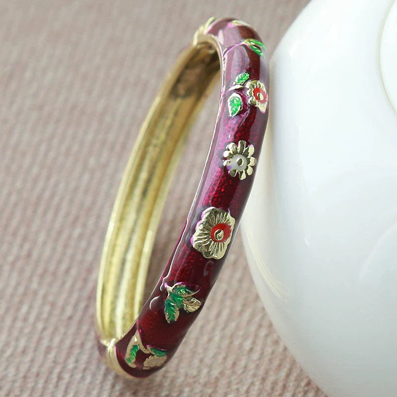 Sloan Whimsical Floral Bracelet - Wine Red (5.1cm)