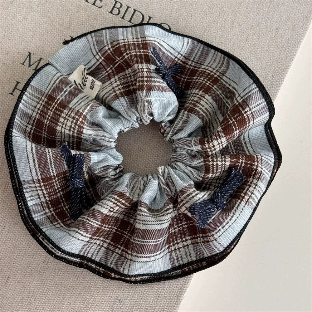 Leandra Plaid Bow Accessories - Dark Bow Hair Tie [J6XI09YZ]