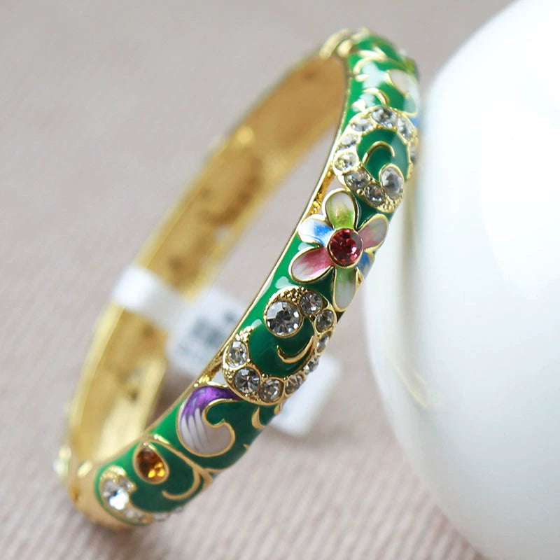 Delany Floral Cuff Bracelet - Green (5.7cm ID) [HUZ8V9UF]