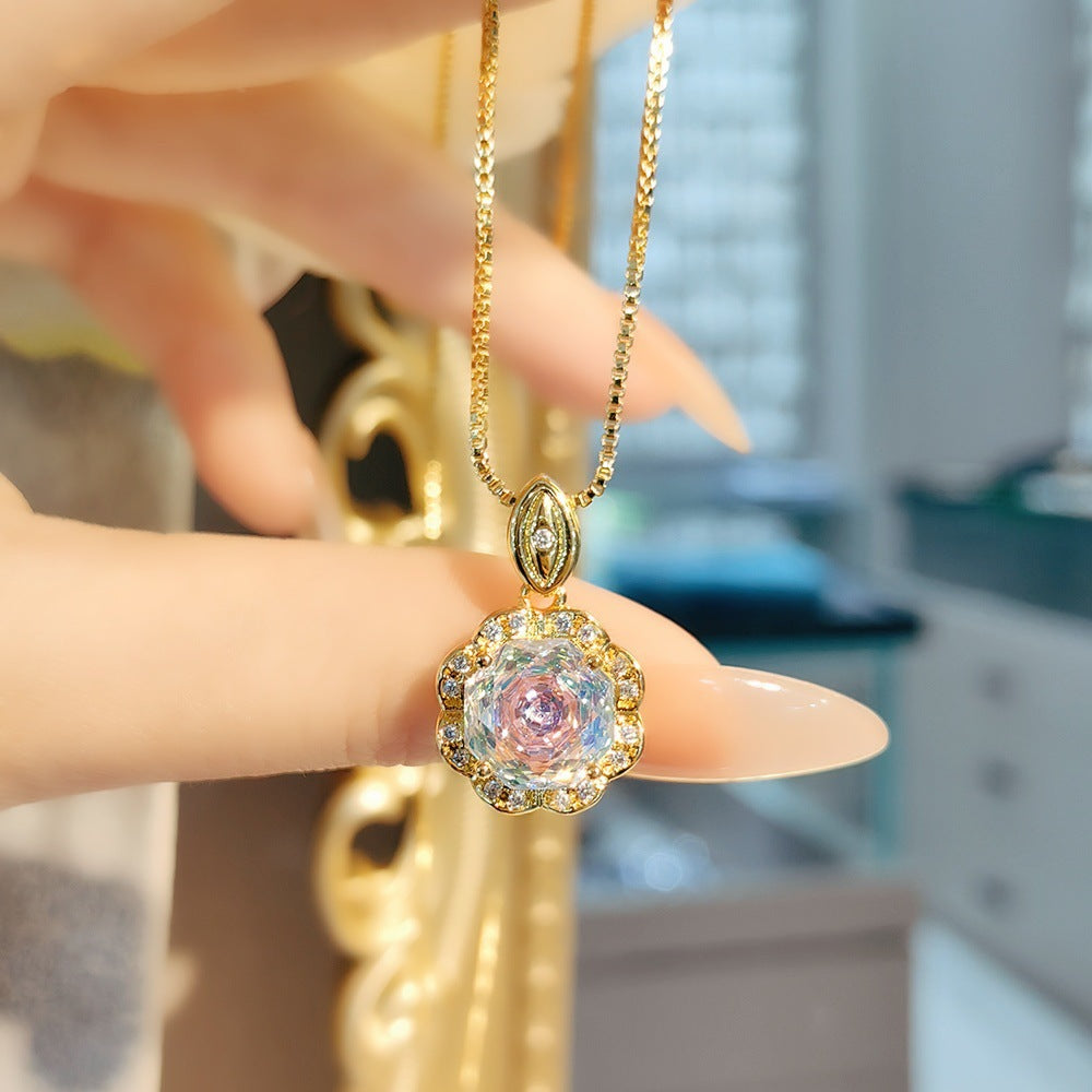 Mayleen Rose Gemstone Jewelry Set - Dazzling Diamond Color Pendant [U3S1DVC3]