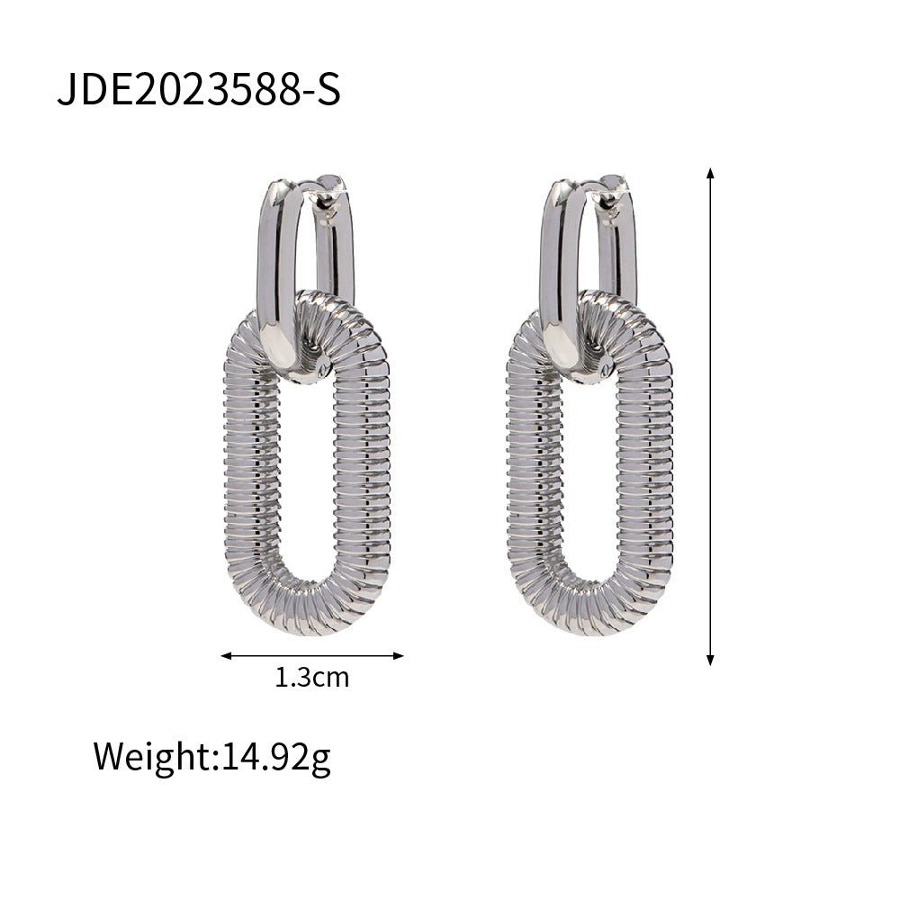 Jaliya Geometric Chain Earrings - JDE2023588-S [W7FPHB69]