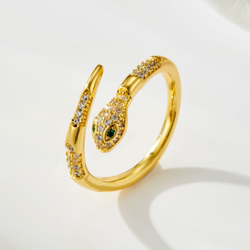 Poppy Serpentine Zircon Ring - Silver Tone [OZOSIZ2F]