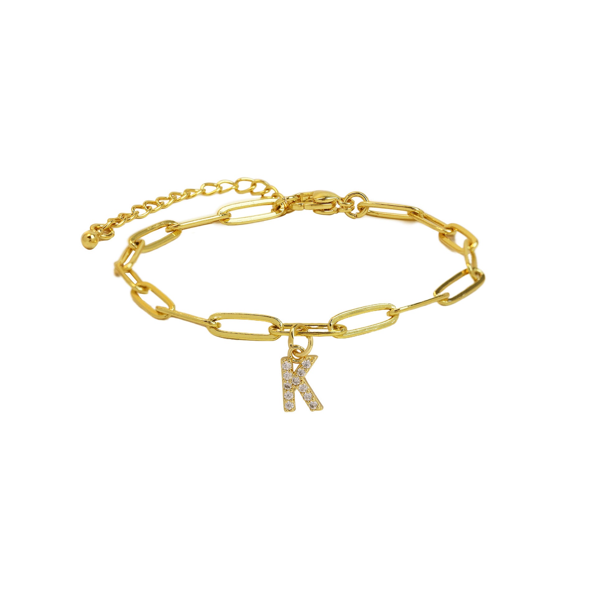 Jenessa Micro Inlay Letter Bracelet - K [AK3POEPO]