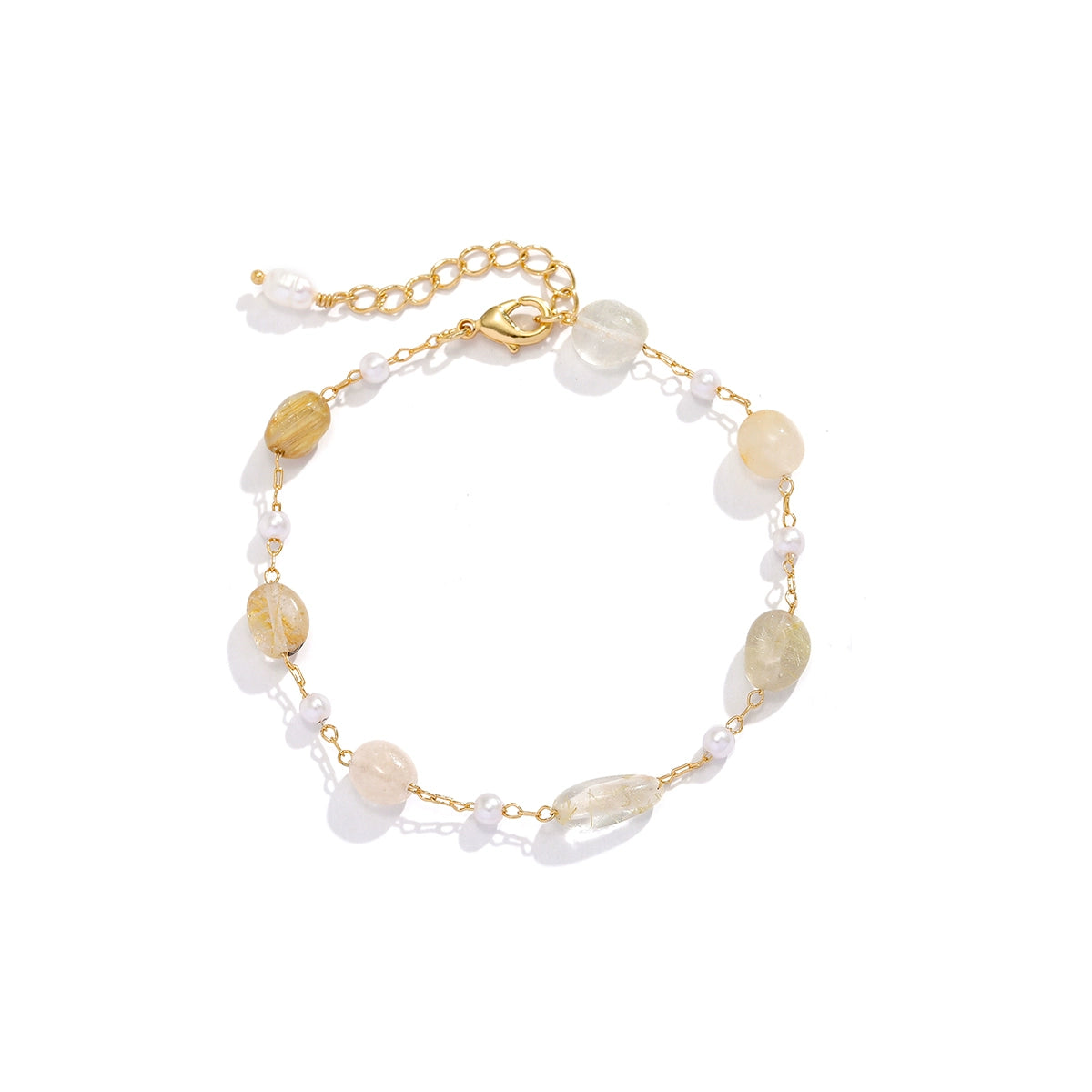Rose Gemstone Beaded Necklace - Mixed Color Natural Stone Bracelet [G4M70T84]