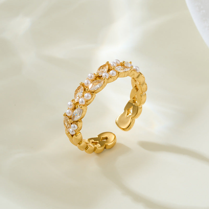 Cathy Wheat Ear Pearl Ring - Rose Gold [SCTA2AWS]