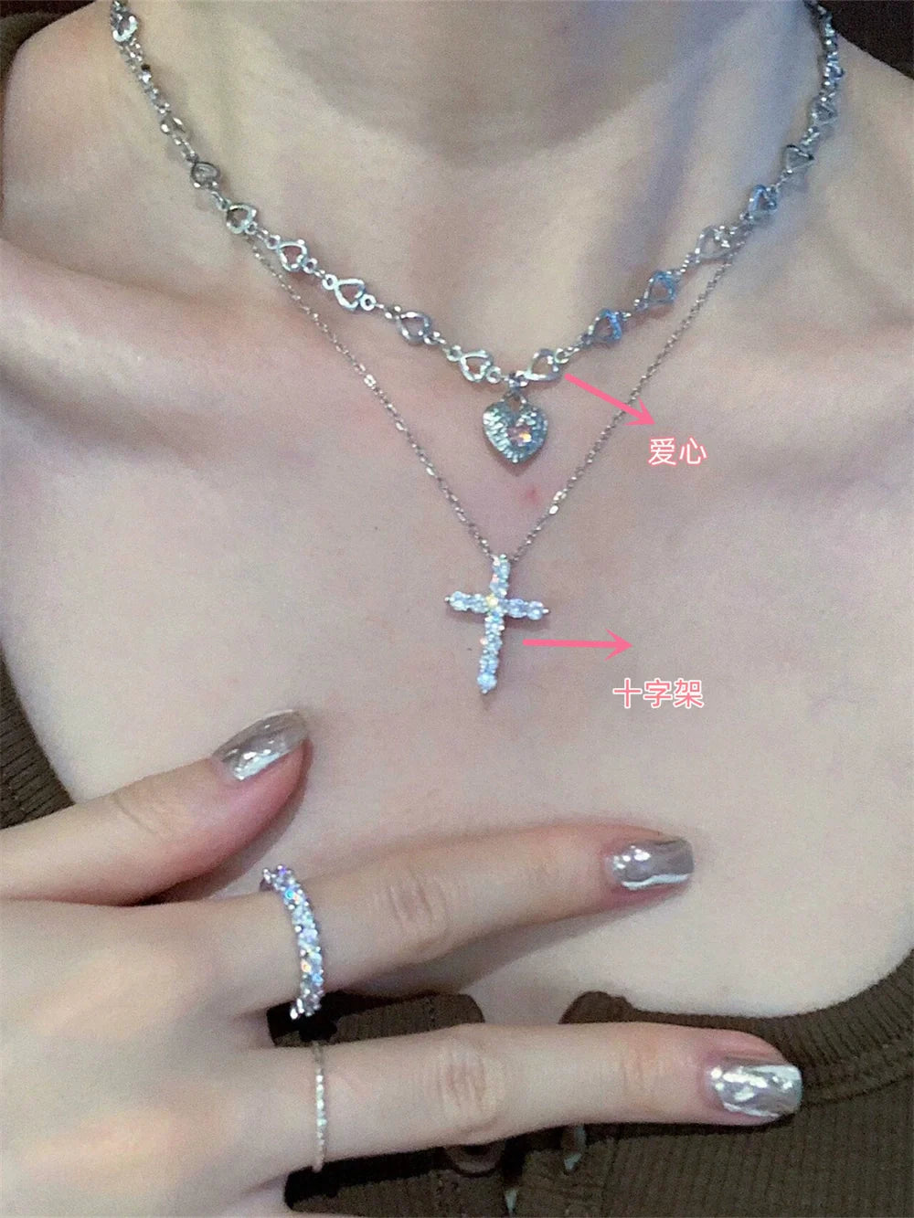 Aja Zircon Pendant Necklace - Cross