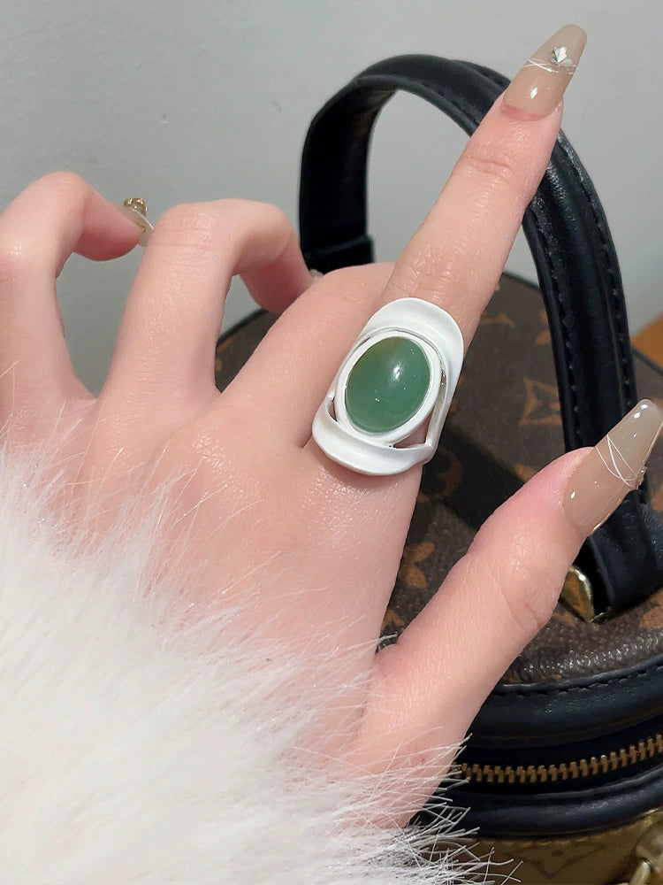 Jovi Frosted Cat's Eye Ring - Green [62VUEV63]