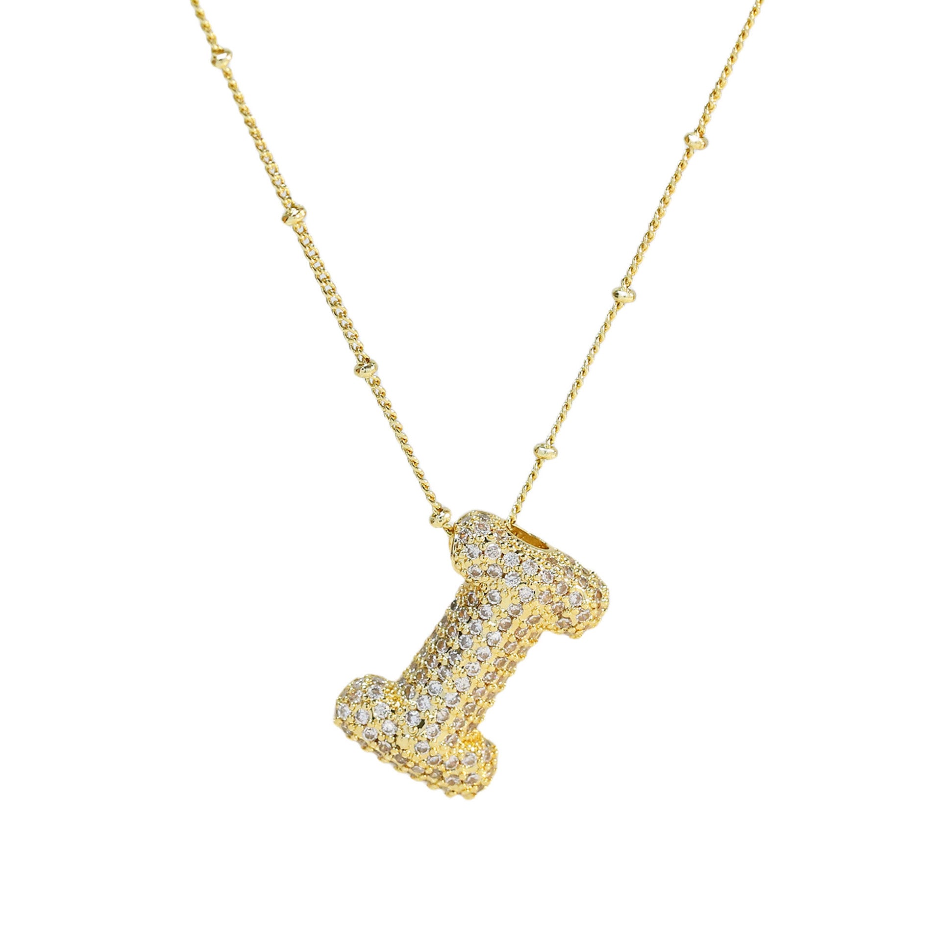 Fynlee Bubble Initial Necklace - Gold I [HNMURBCB]