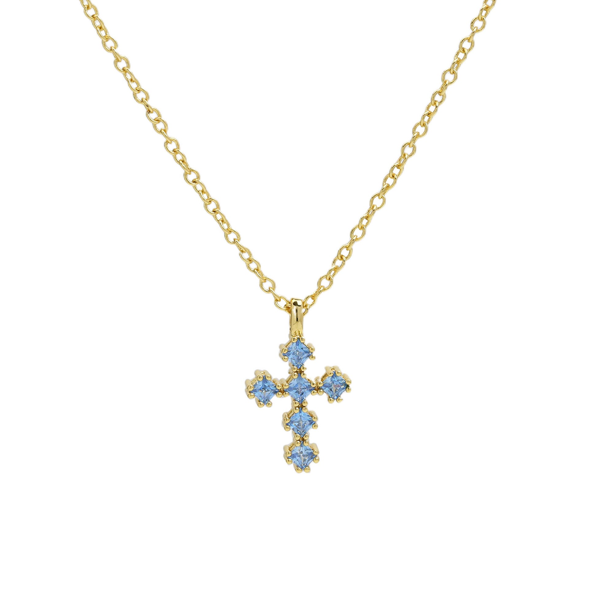 Parisa Zircon Birthstone Cross Necklace - December [OL0E1I43]