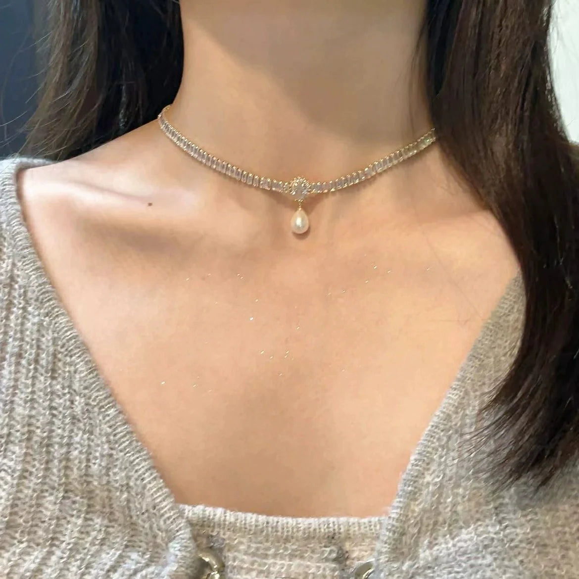 Zyon Baroque Waterdrop Choker - Baroque Waterdrop Necklace