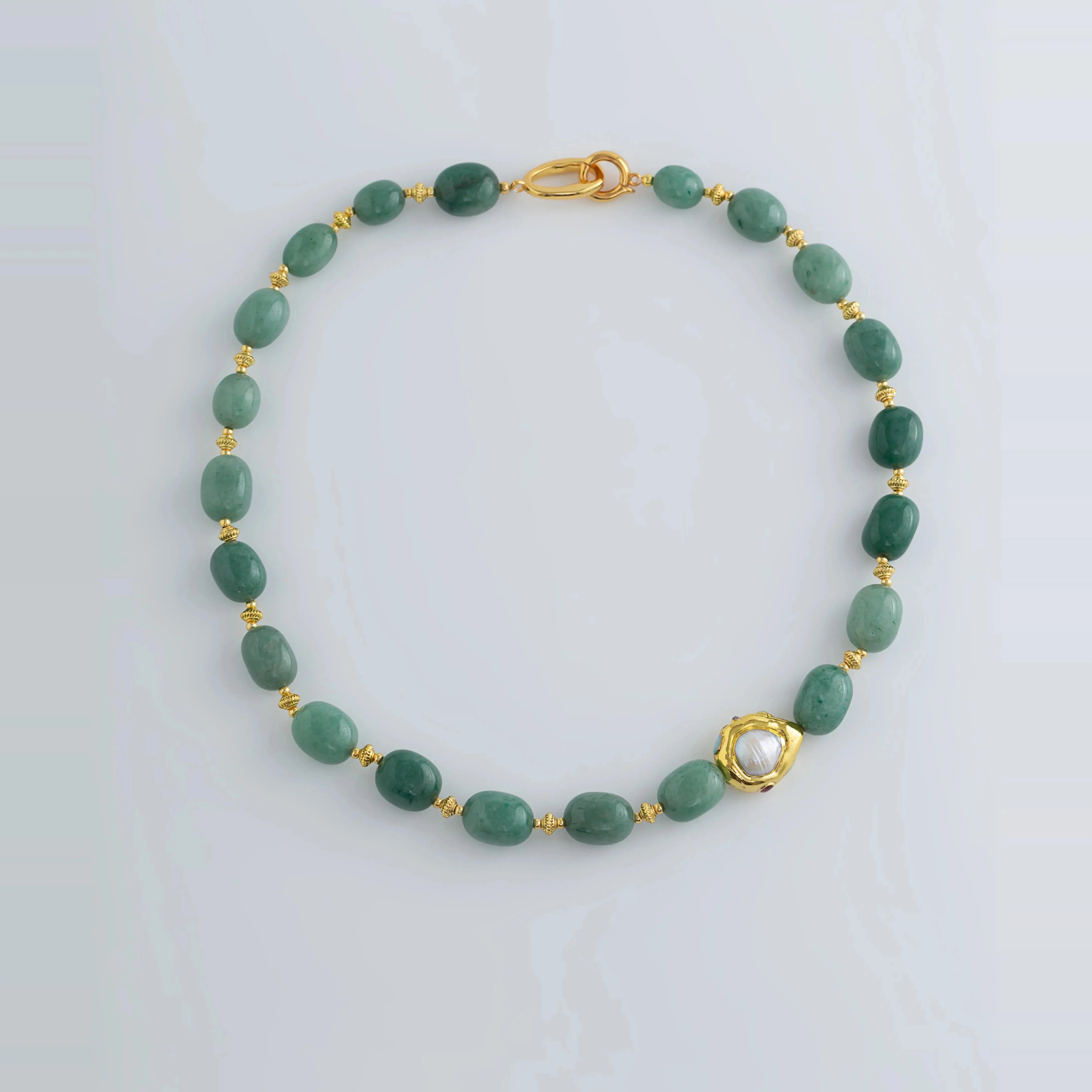 Harlan Aventurine Beaded Necklace - Natural Aventurine Necklace [MNG8OP9J]