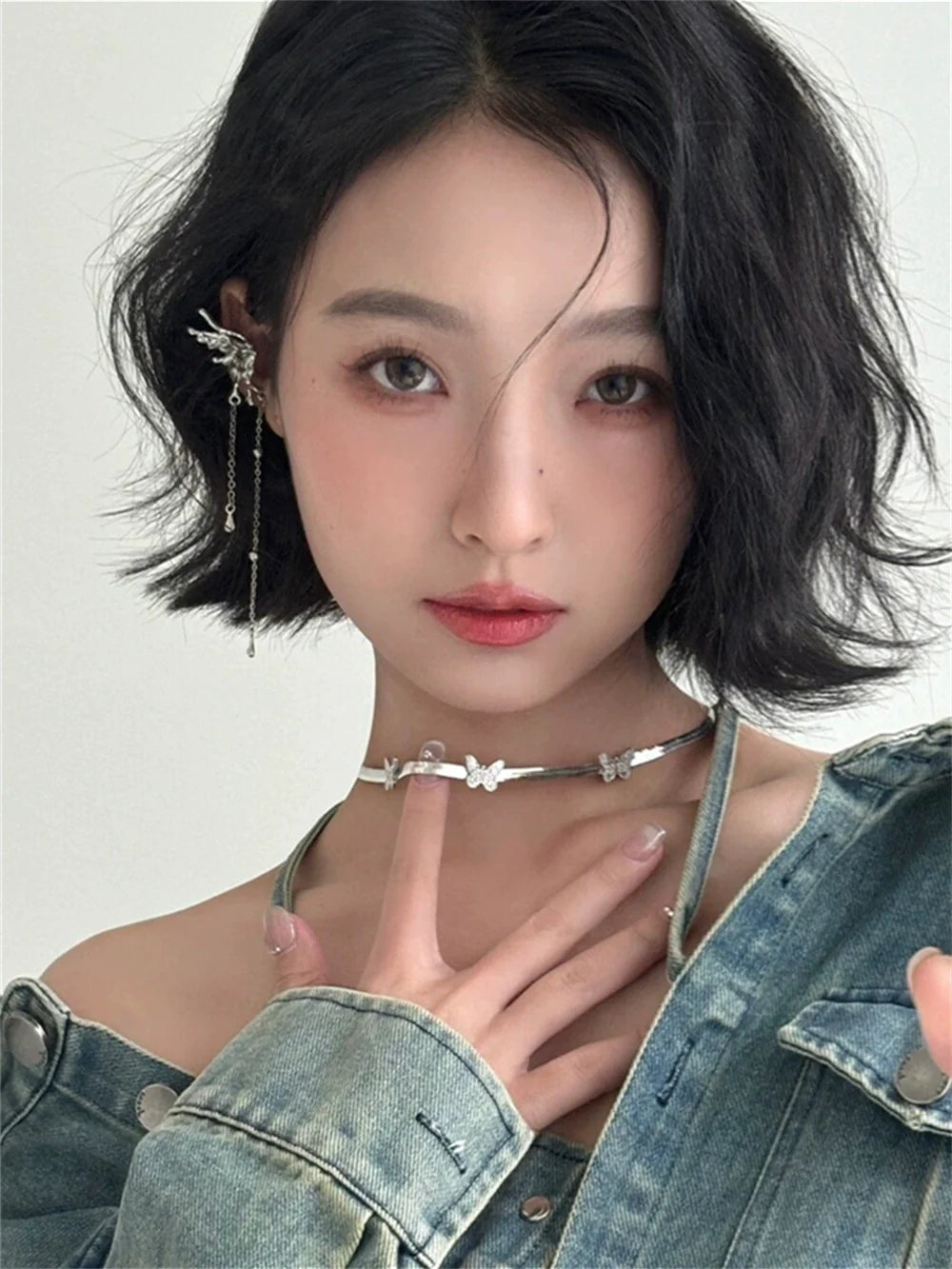 Ailis Butterfly Snake Chain Choker - Butterfly Necklace