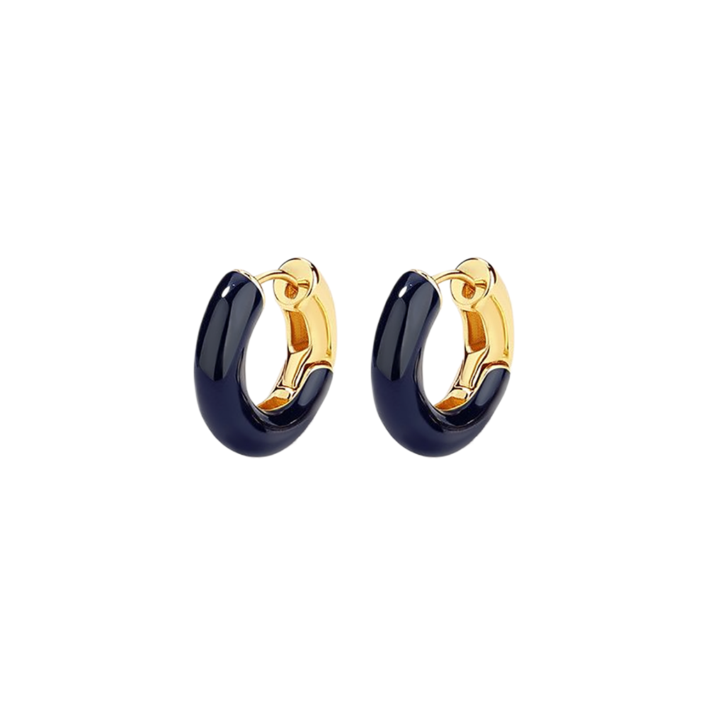 Kimani Enamel Drop Earrings - Dark Blue Enamel Earrings [IDK8HA9M]