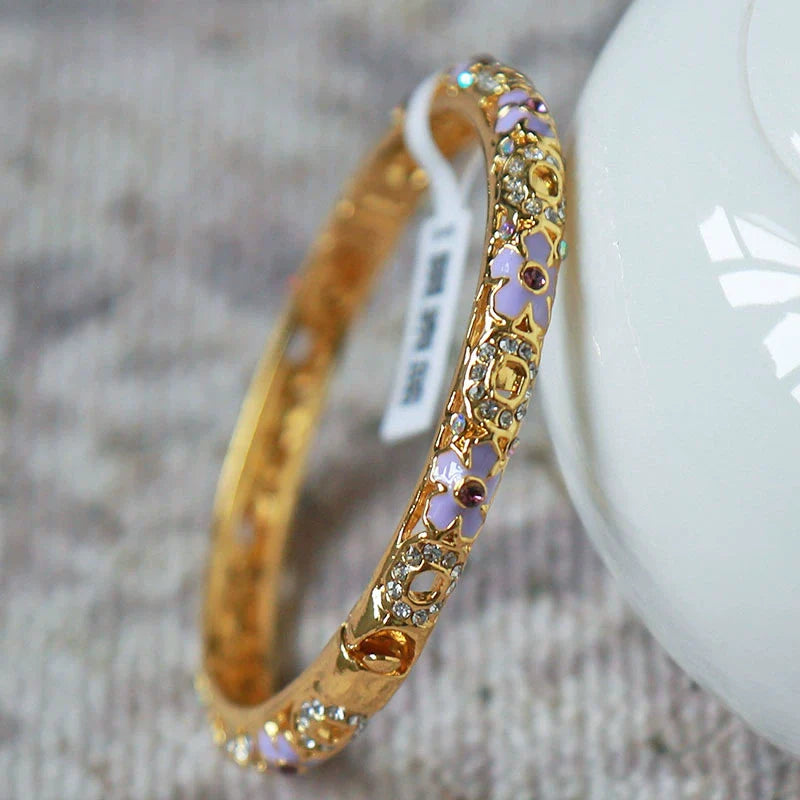 Chimamanda Ornate Cloisonne Bangle - Light Purple (54mm ID)