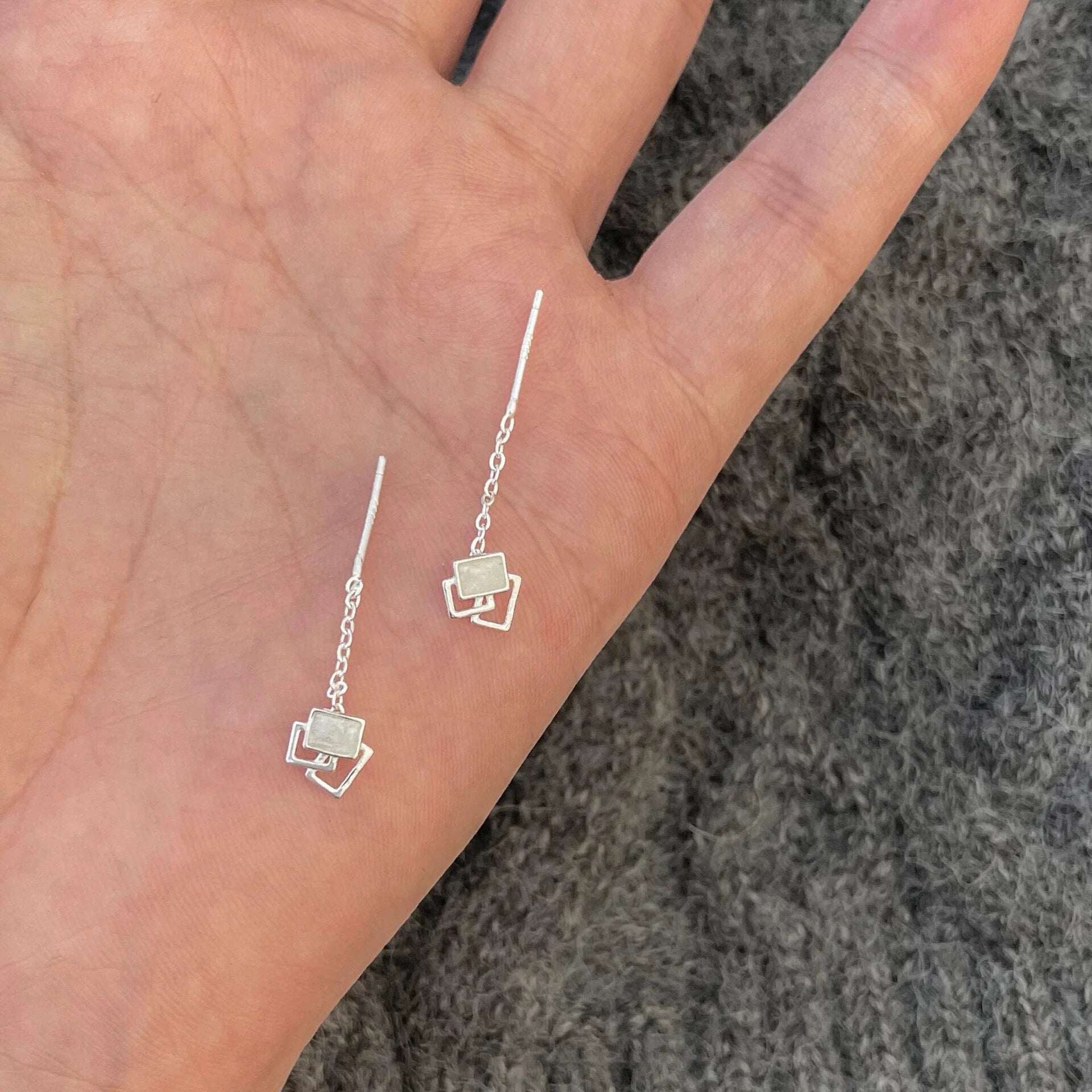 Zo Delicate Square Threader Earrings - Square Threader Earrings