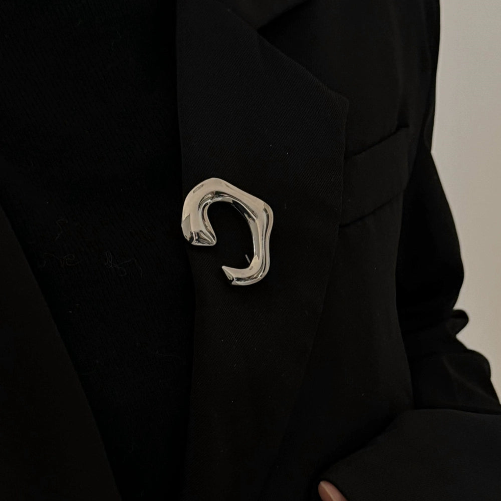 Soraya Abstract Metal Brooch - Silver [PKQC3JM1]
