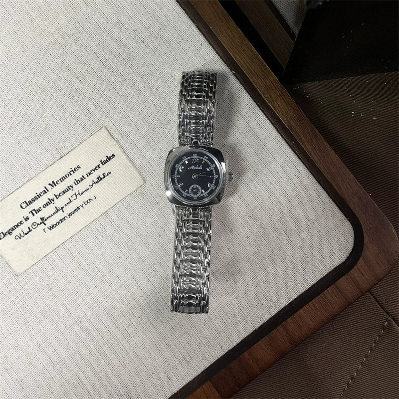 Amberly Elegant Steel Watch - Silver Black [KOYHZH6X]