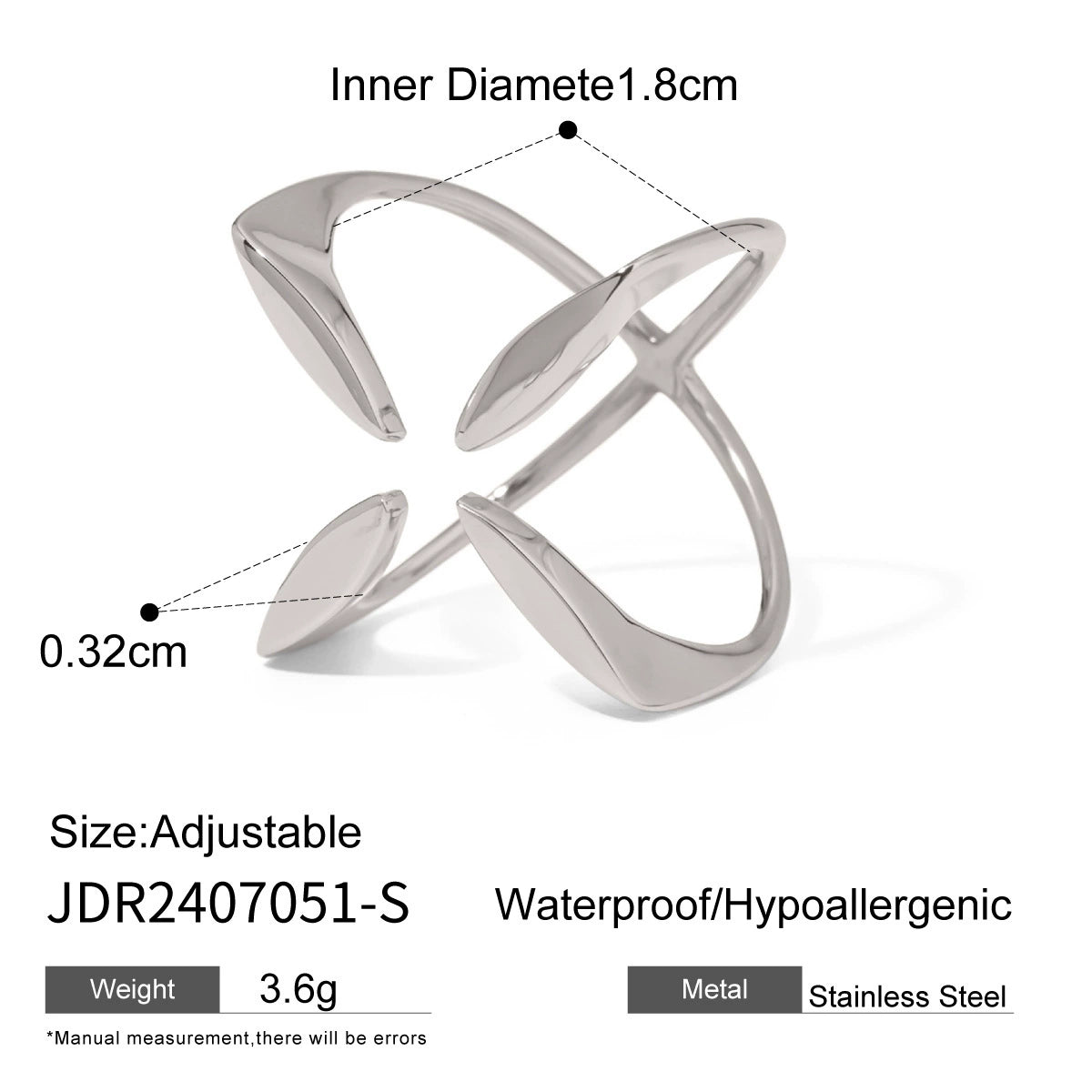 Teyana Titanium Cross Ring - JDR2407051-S [W9DHP5ZG]