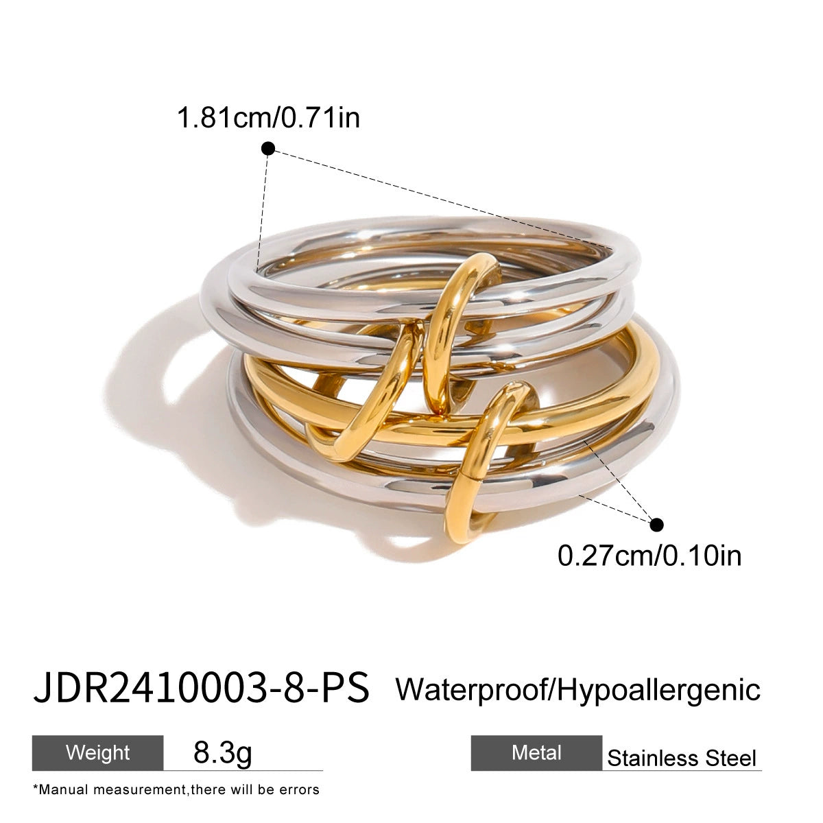 Kween Stacked Band Ring - JDR2410003-8-PS [SK0TNN07]
