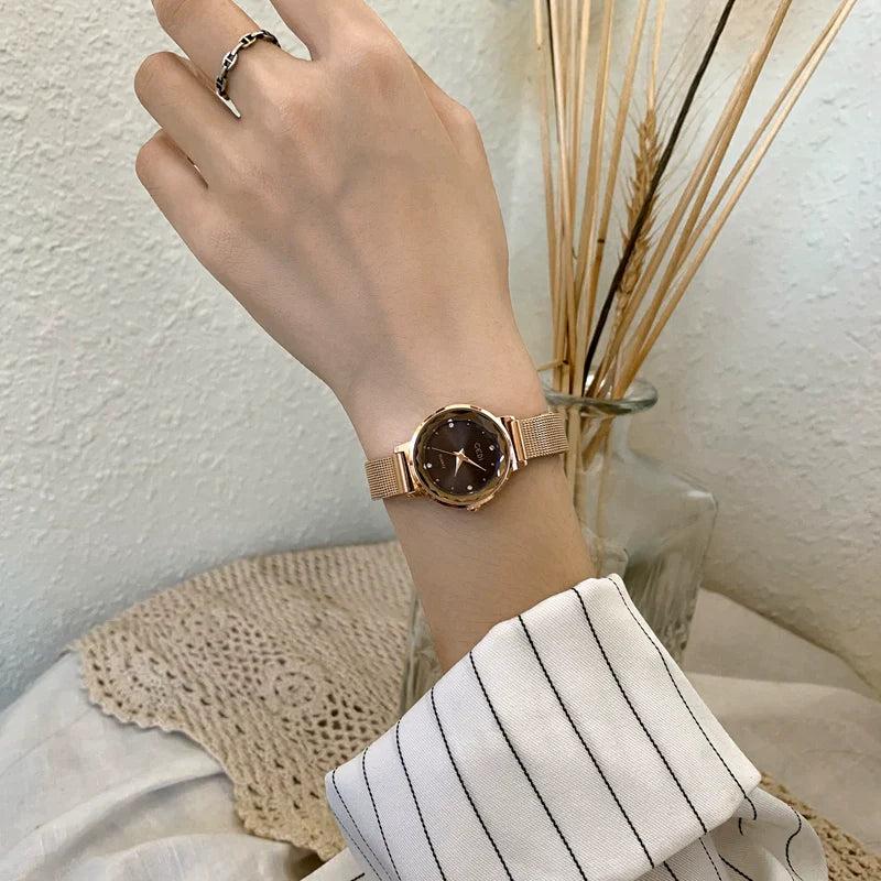 Zelena Elegant Compact Watch - Retro Brown