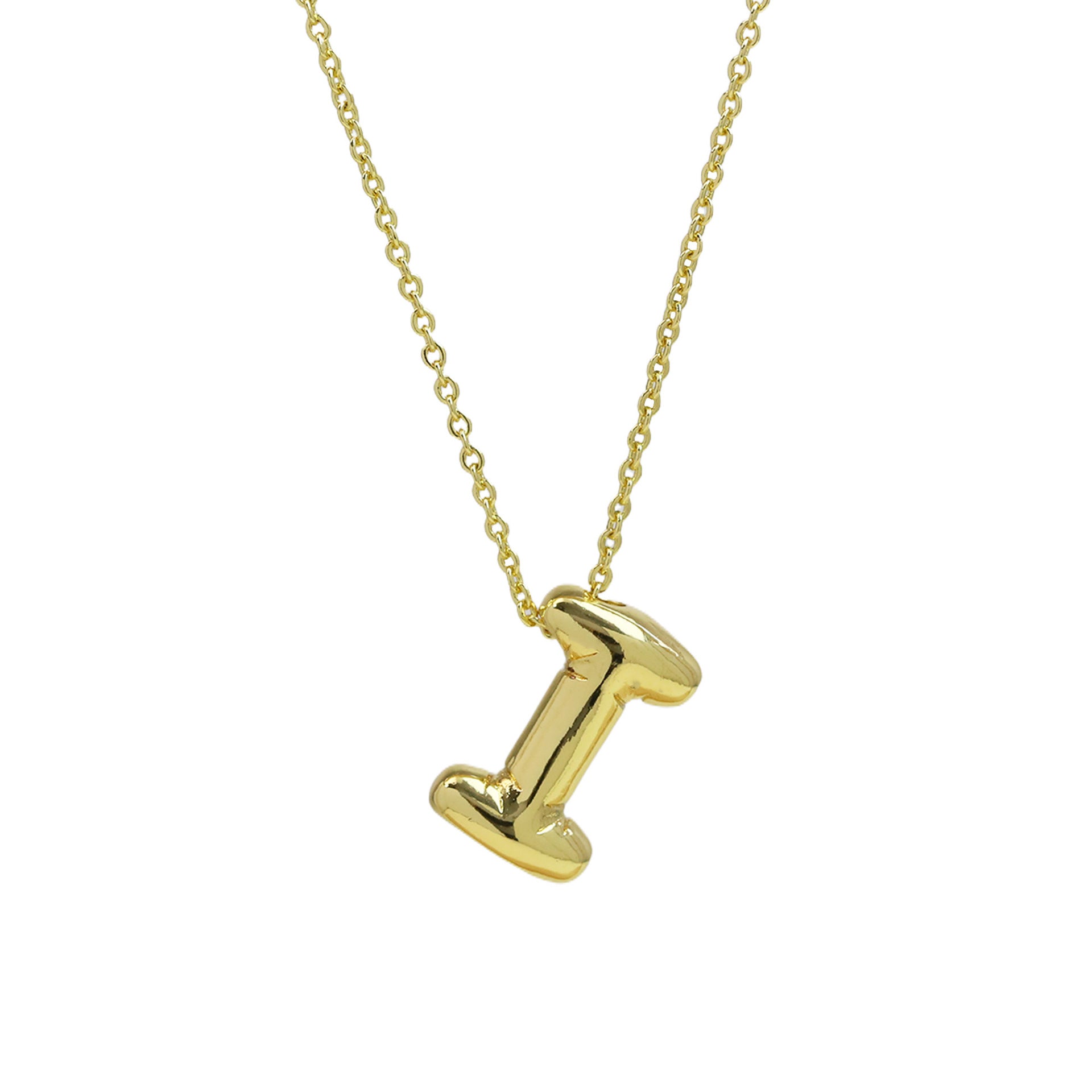 Saffron Puffy Initial Necklace - Letter I [MF2HU9SU]