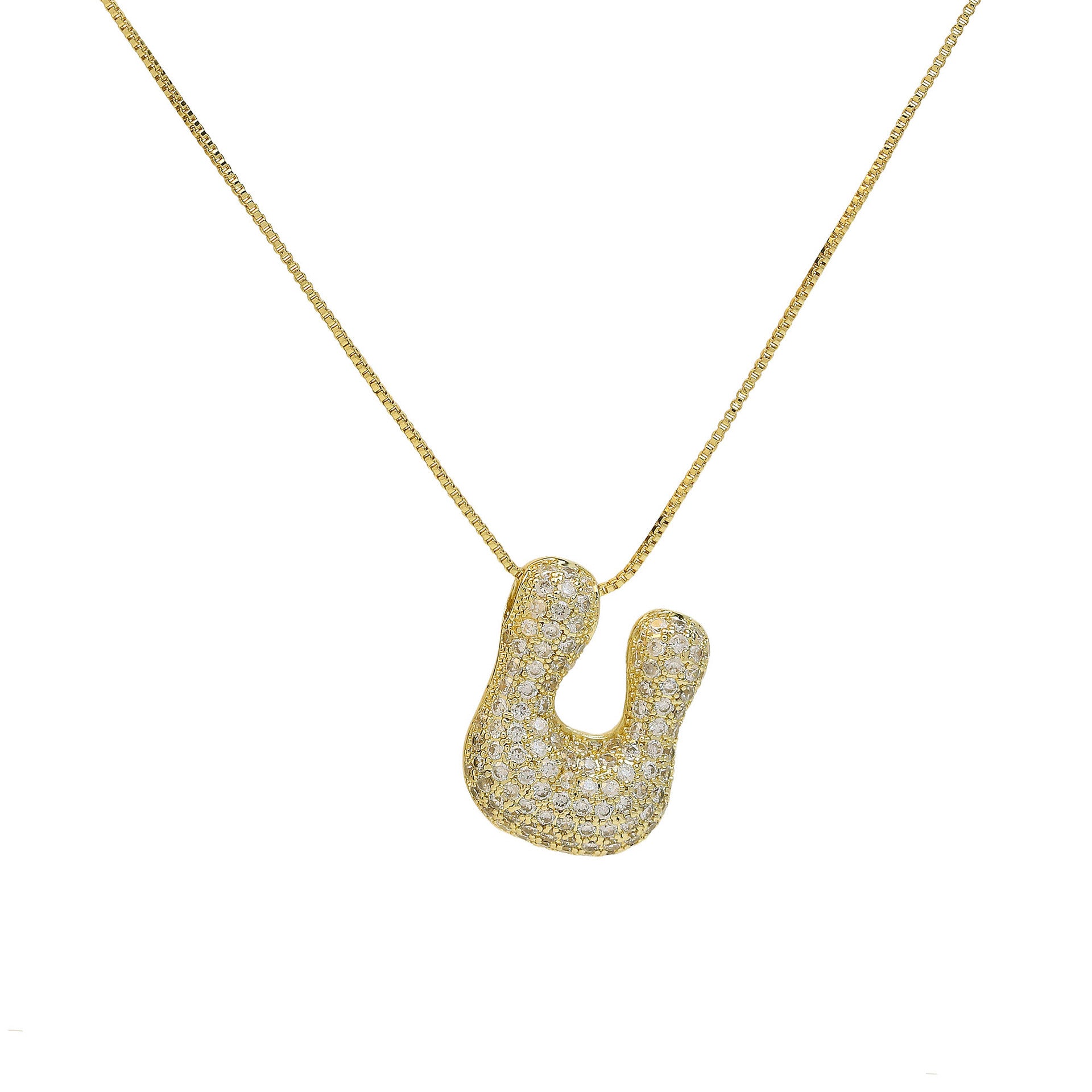 Zaidee Bubble Initial Necklace - Initial U [GEC6OF19]