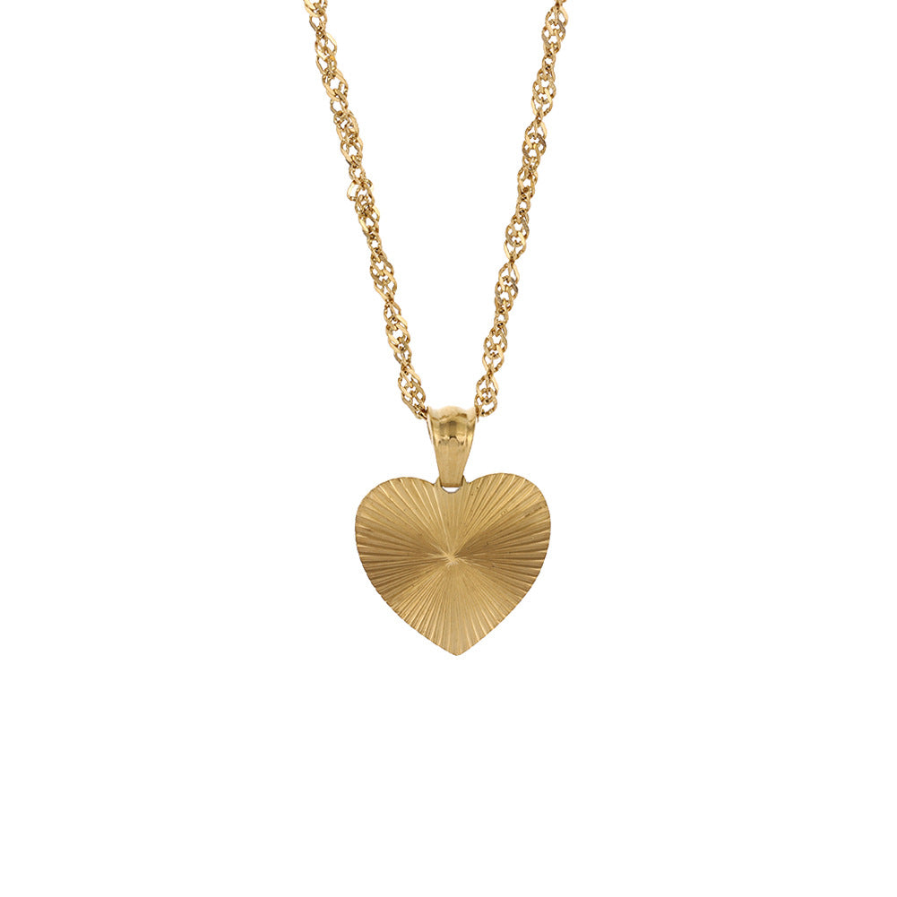 Defne Geometric Pendant Necklace - Striped Geometric Pendant - Heart [G44TSHLG]