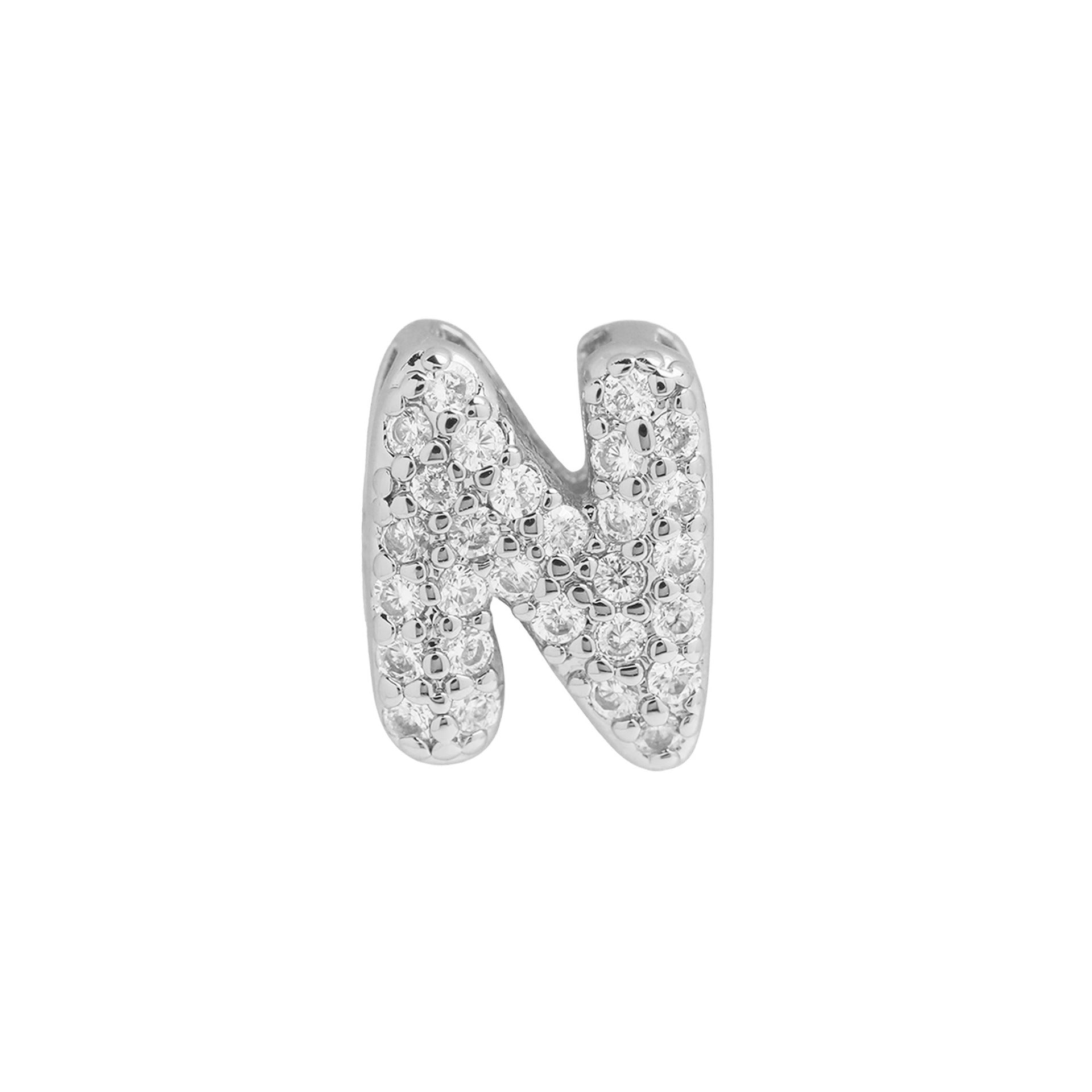 Rosalyn Bubble Letter Necklace - Silver Letter N Pendant [M5FG7HI5]