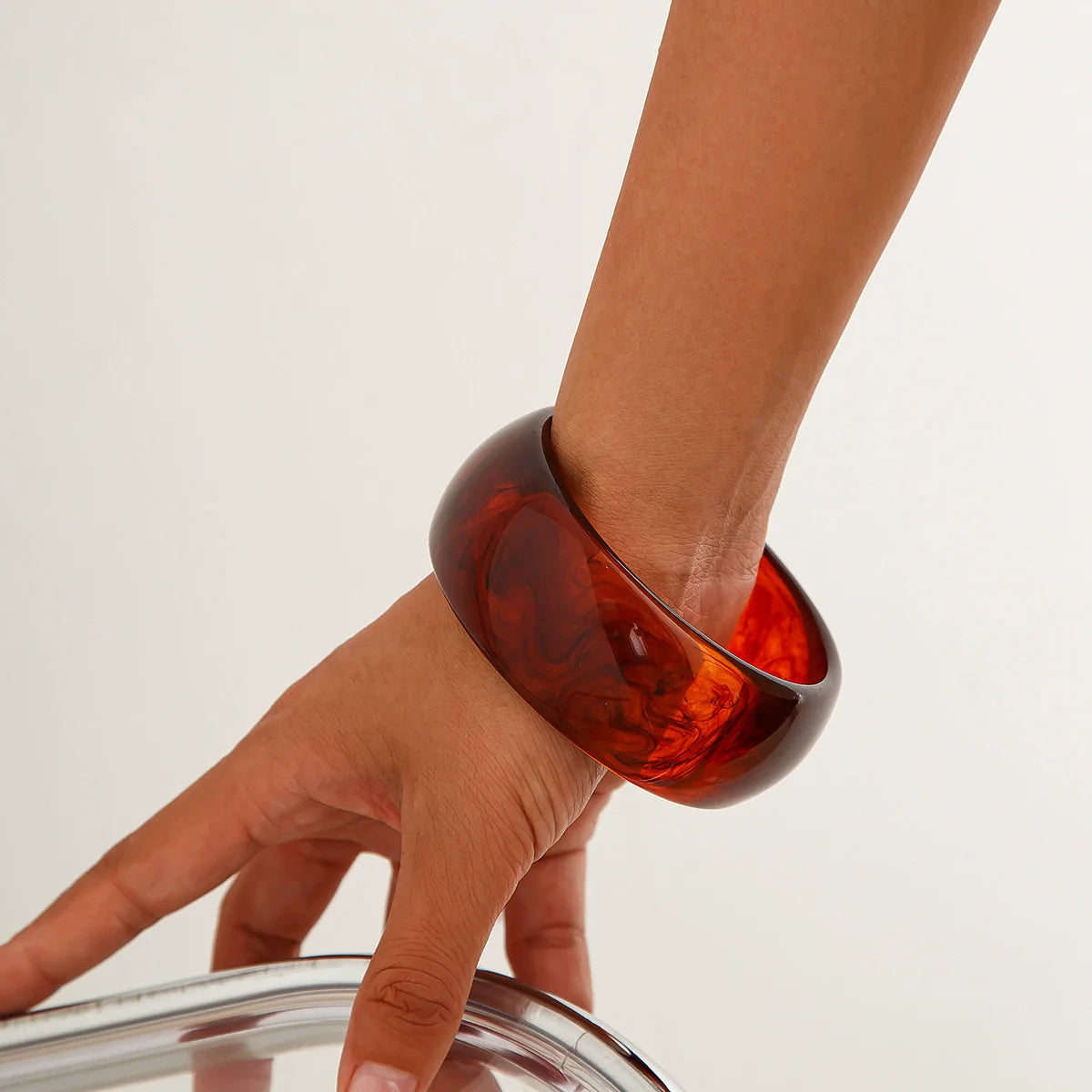 Jaidyn Swirl Acrylic Cuff Bracelet - Coffee