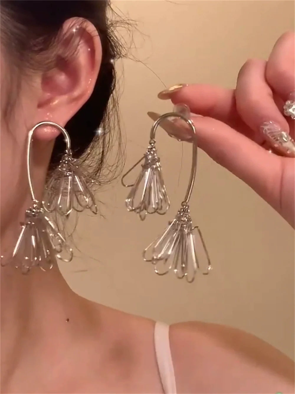 Makaela Asymmetrical Tassel Drop Earrings - Pine Needle Tassel