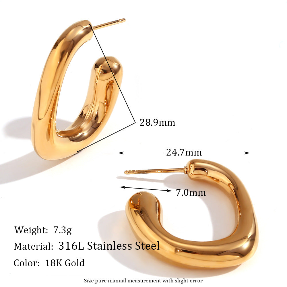 Amberley Hammered Geometric Earrings - Geometric Rectangular Hollow Earrings - Gold [IJGEY88V]