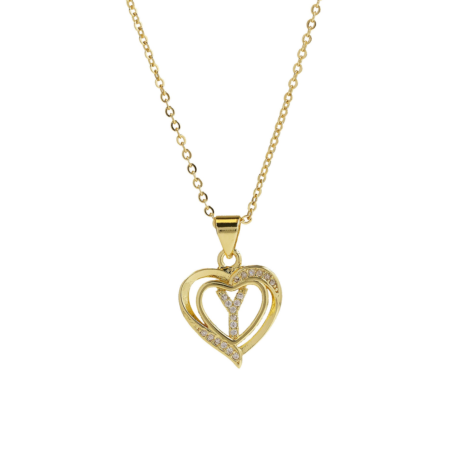 Kamarie Initial Heart Necklace - Necklace Y [MPG87SV7]