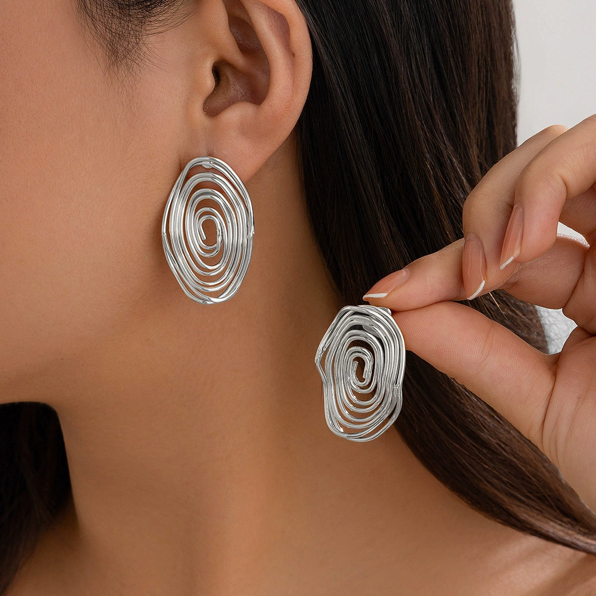 Vaeda Asymmetrical Drop Earrings - 08 White-tone Design [UGG9NBOK]