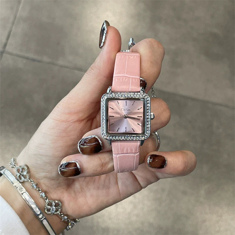 Aracely Luxe Square Dial Watch - Pink