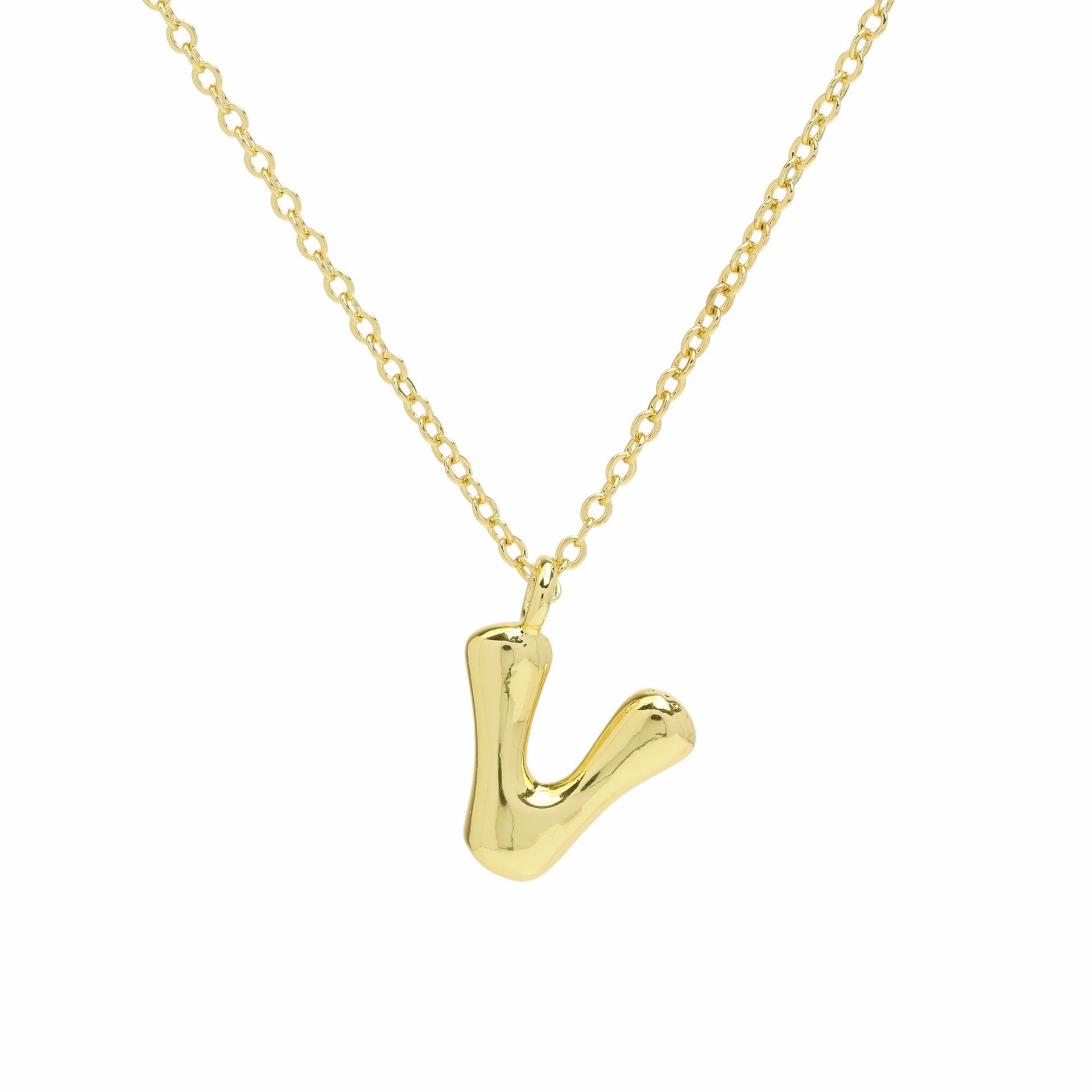 Vanya Gold Initial Bubble Necklace - Letter V [G6KO7Q26]