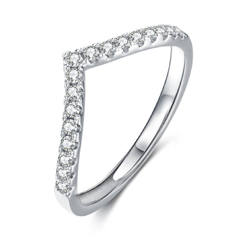 Azul Sparkling Stackable Rings - V-shaped Ring [IC2PL235]