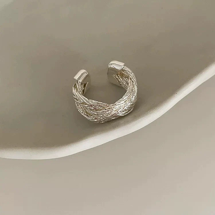 Brystal Woven Twist Ring - Silver