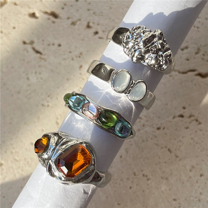 Gloriana Multi-Color Geometric Ring Set - Silver Tone [QQRVXCZ4]