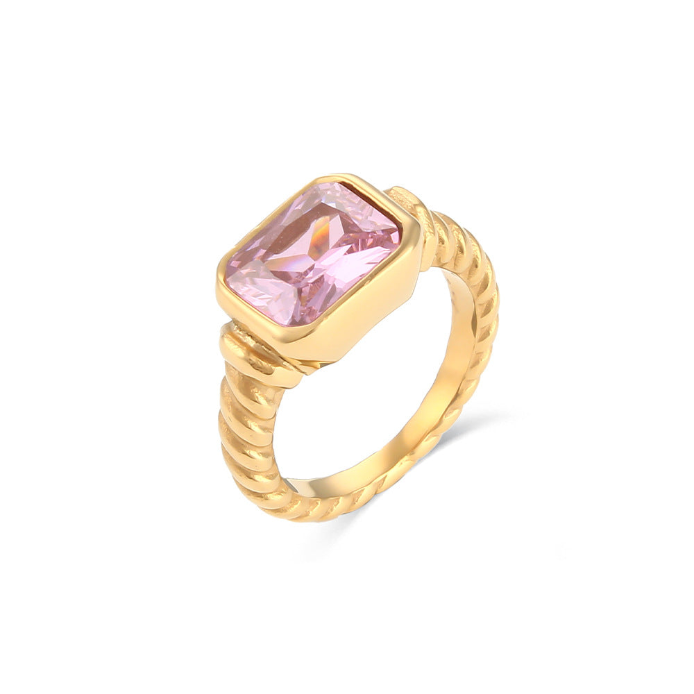 Alycia Croissant Zircon Ring - Pink [0SXR33GH]