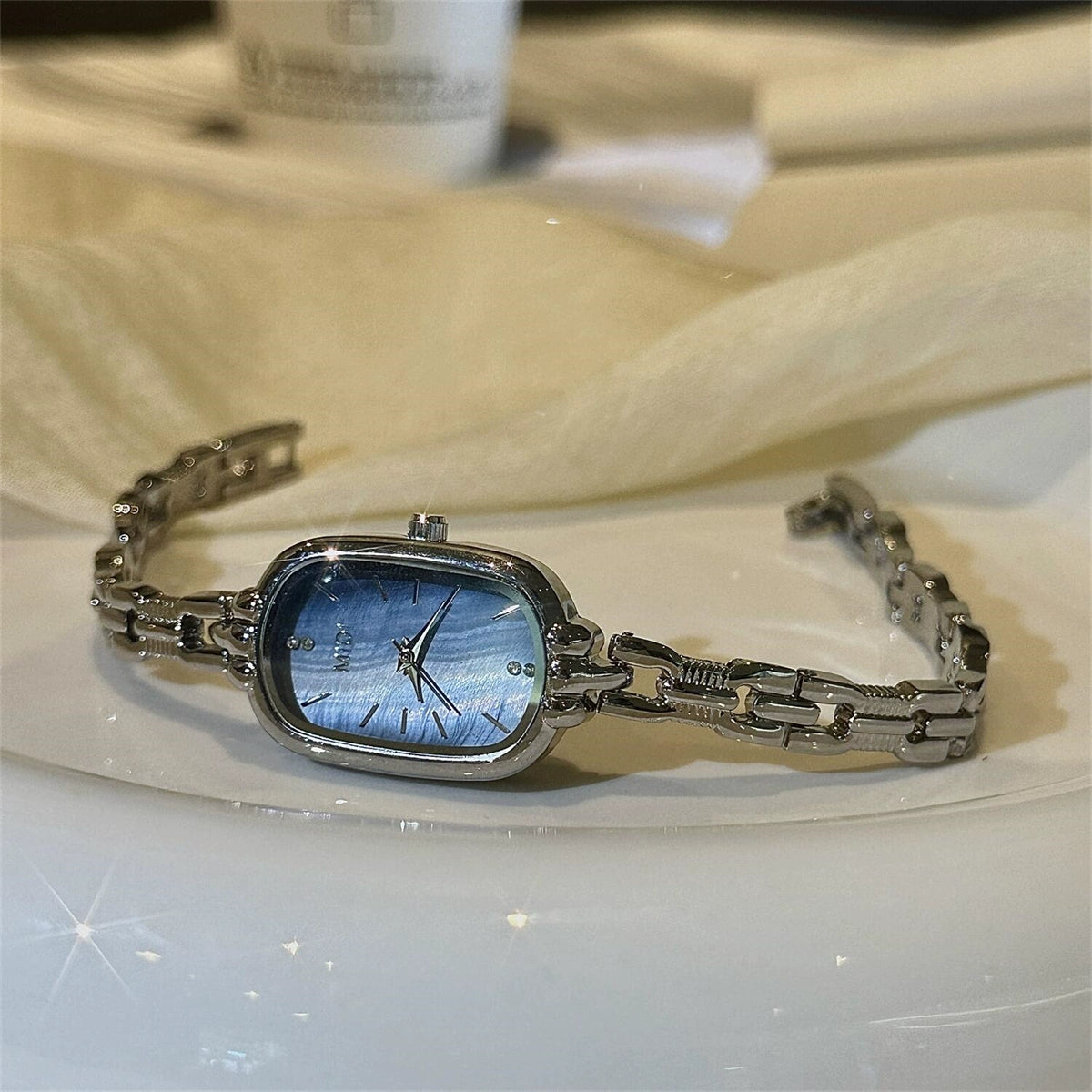 Kalise Mother-of-Pearl Bracelet Watch - Silver Band Blue Dial [PQ9I70KK]