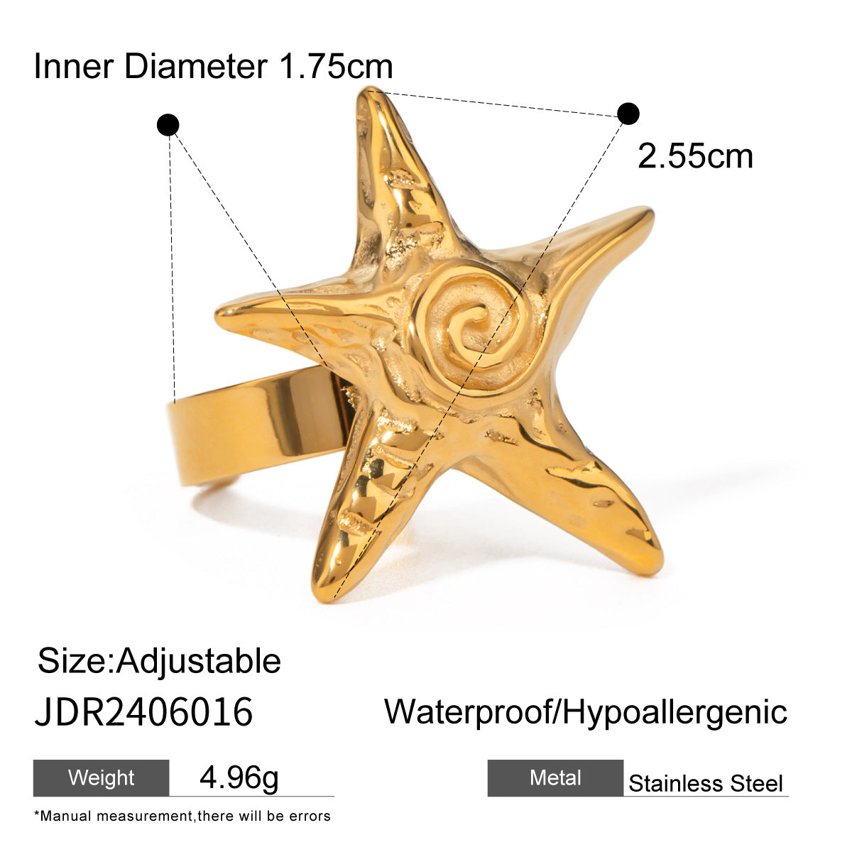 Chioma Delicate Starfish Jewelry - JDR2406016 Ring [9L20BUHD]