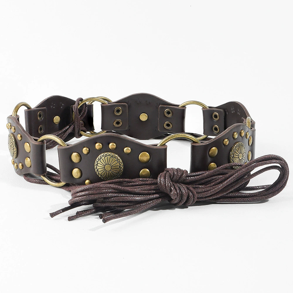 Channing Rivet Chain Belt - Brown [FU61UDLR]