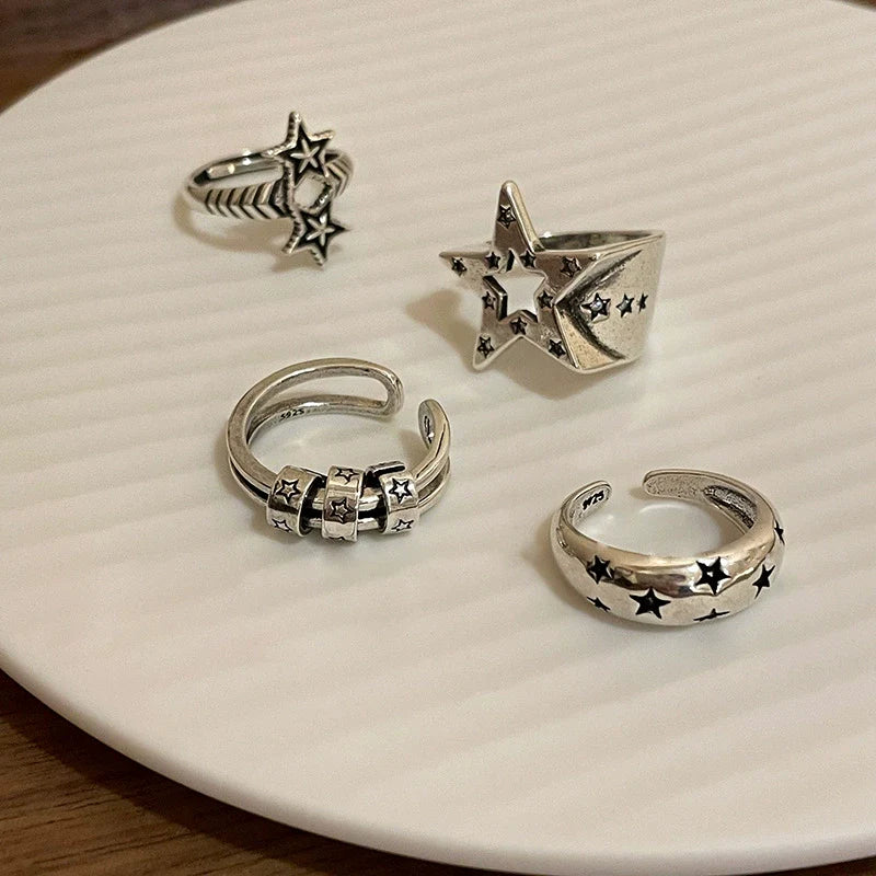 Yoselin Celestial Star Rings - Four-Piece Ring Set