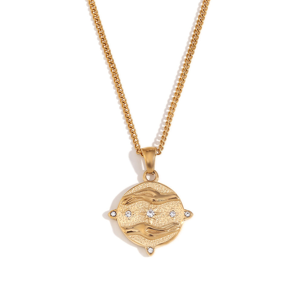 Semira Tarot Charm Necklace - Gold - Hands [WPESA8BK]