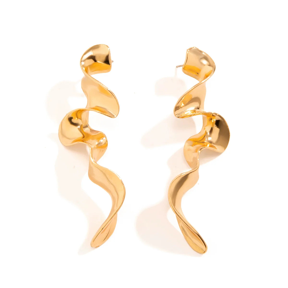 Rey Twisted Metal Drop Earrings - Gold