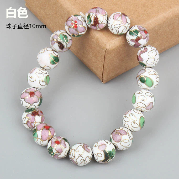 Charlie CloisonnŽ Beaded Bracelet - White - 10mm Bead