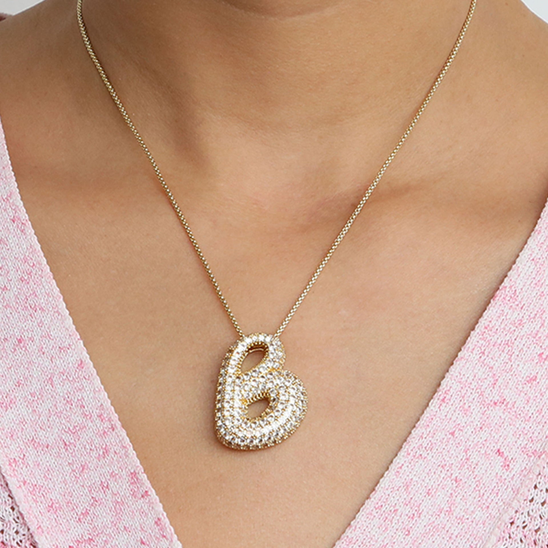 Laiba Bubble Initial Necklace - B [GIFB3GGB]