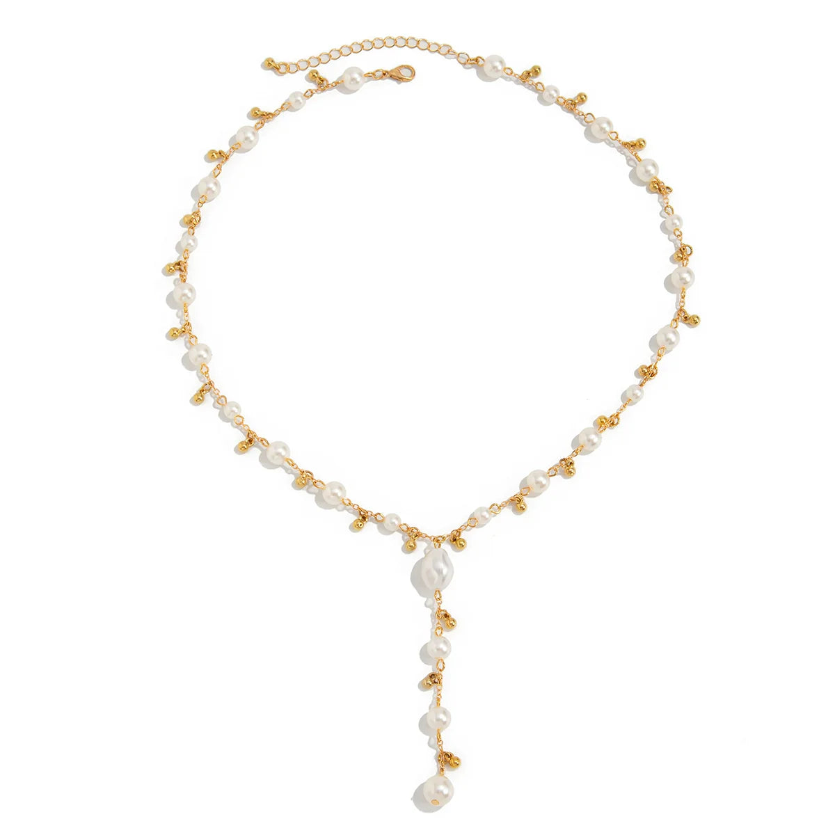 Zury Faux Pearl Droplet Necklace - Gold