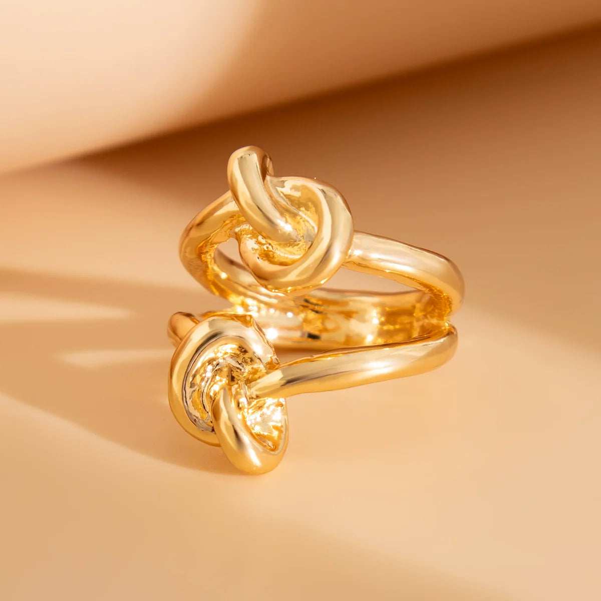 Brynna Sculptural Statement Rings - Double Knot Light Gold