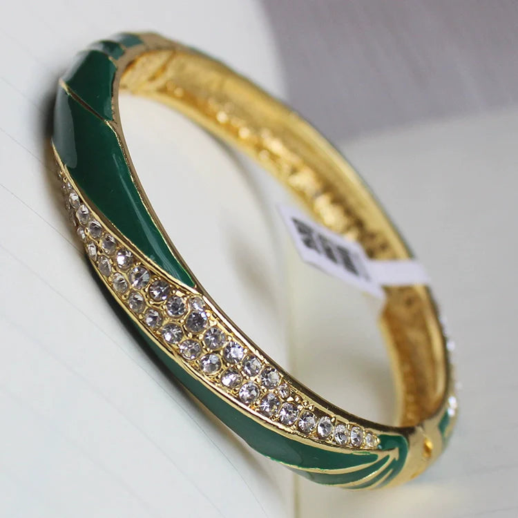 Kalina Enamel Cuff Bracelet - Green